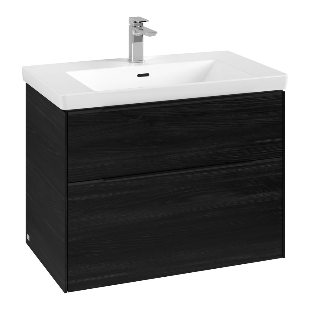 Cutout image of Villeroy & Boch Subway 3.0 Black Oak 800mm Wall-Hung Basin Vanity Unit